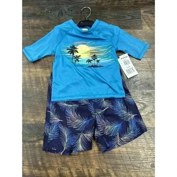 Swimfix Boy's 2 Pc.Swim Trunks & Shirt Size 5 UPF 50+  Board Short New Beach - Picture 1 of 4